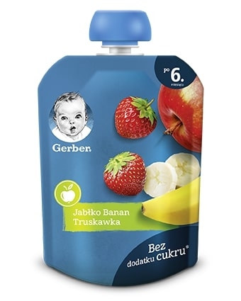 Deser w tubce jabłko, banan, truskawka po 6 miesiącu Gerber 90g