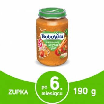 Pomidorowa z kurczakiem i ryżem po 6 miesiącu BoboVita 190g 3 szt.