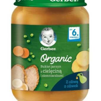Bukiet jarzyn z cielęciną i ziemniaczkami po 6 miesiącu Gerber Organic 190g 3 szt.
