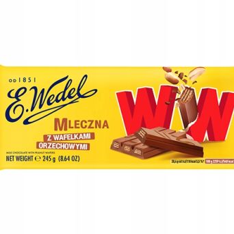 Czekolada mleczna z wafelkami orzechowymi ww E.Wedel 245g