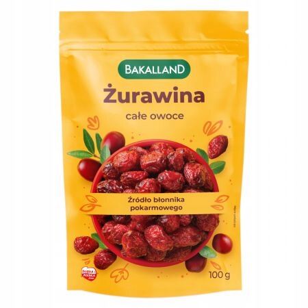 Żurawina całe owoce Bakalland 100g 3 szt.