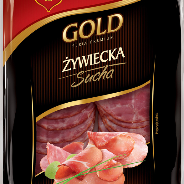 Kiełbasa żywiecka sucha w plastrach Gold Sokołów 100g