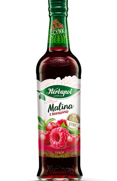 Syrop malinowy z żurawiną Herbapol 420ml