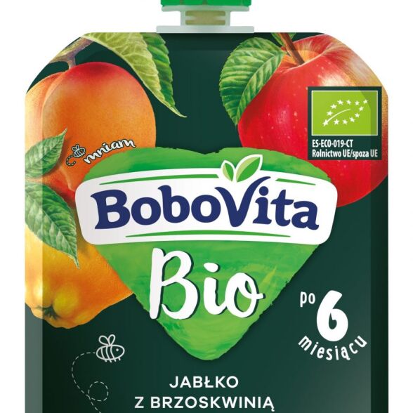 Jabłko z brzoskwinią i pigwą w tubce po 6 miesiącu BoboVita BIO 80g