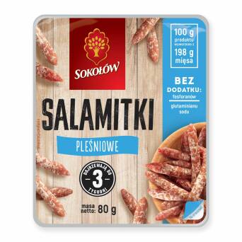 Salamitki pleśniowe mini kiełbaski salami Sokołów 80g 3 op.*