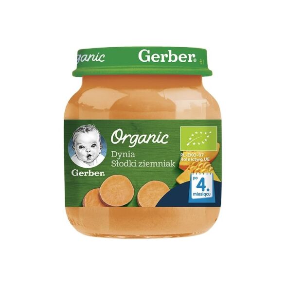 Obiadek, dynia, słodki ziemniak po 4 miesiącu Gerber Organic 125g 3 szt.