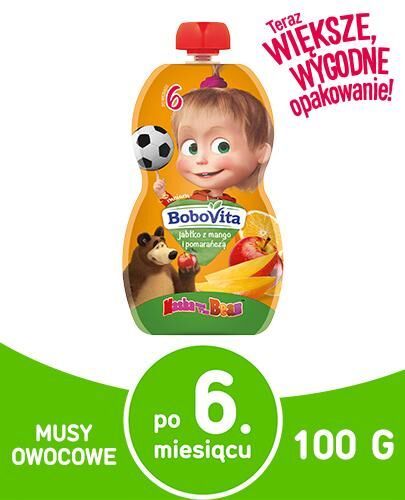 Jabłko z mango i pomarańczą w tubce po 6 miesiącu BoboVita 100g 3 szt.