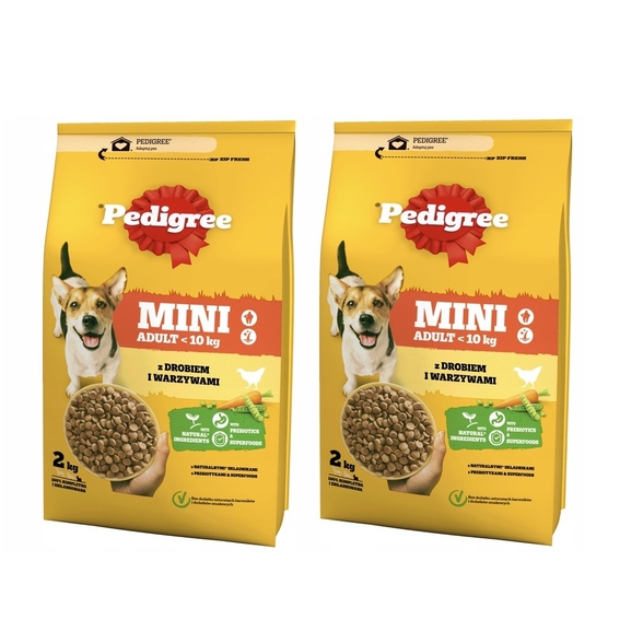 Pedigree adult mini sucha karma z drobiem i warzywami, dla psów małych ras  2x2kg