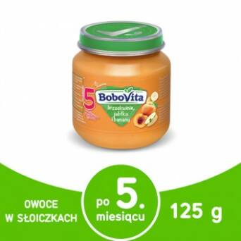 Brzoskwinie, jabłka i banany po 5 miesiącu BoboVita 125g 3 szt.