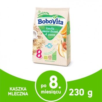 Kaszka mleczno-zbożowa 4 owoce po 8 miesiącu BoboVita 230g 3 szt.