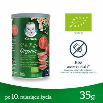 Chrupki pszenno-owsiane pomidor-marchewka dla niemowląt po 10 miesiącu Gerber Organic 35g